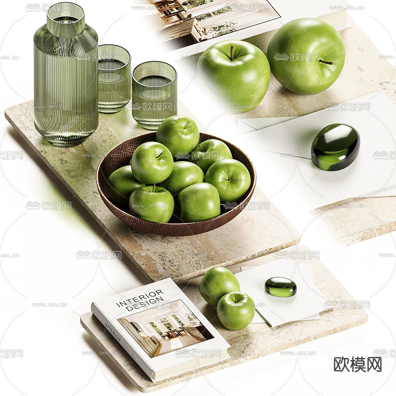 现代水果 果盘3d模型下载（渲染图3）