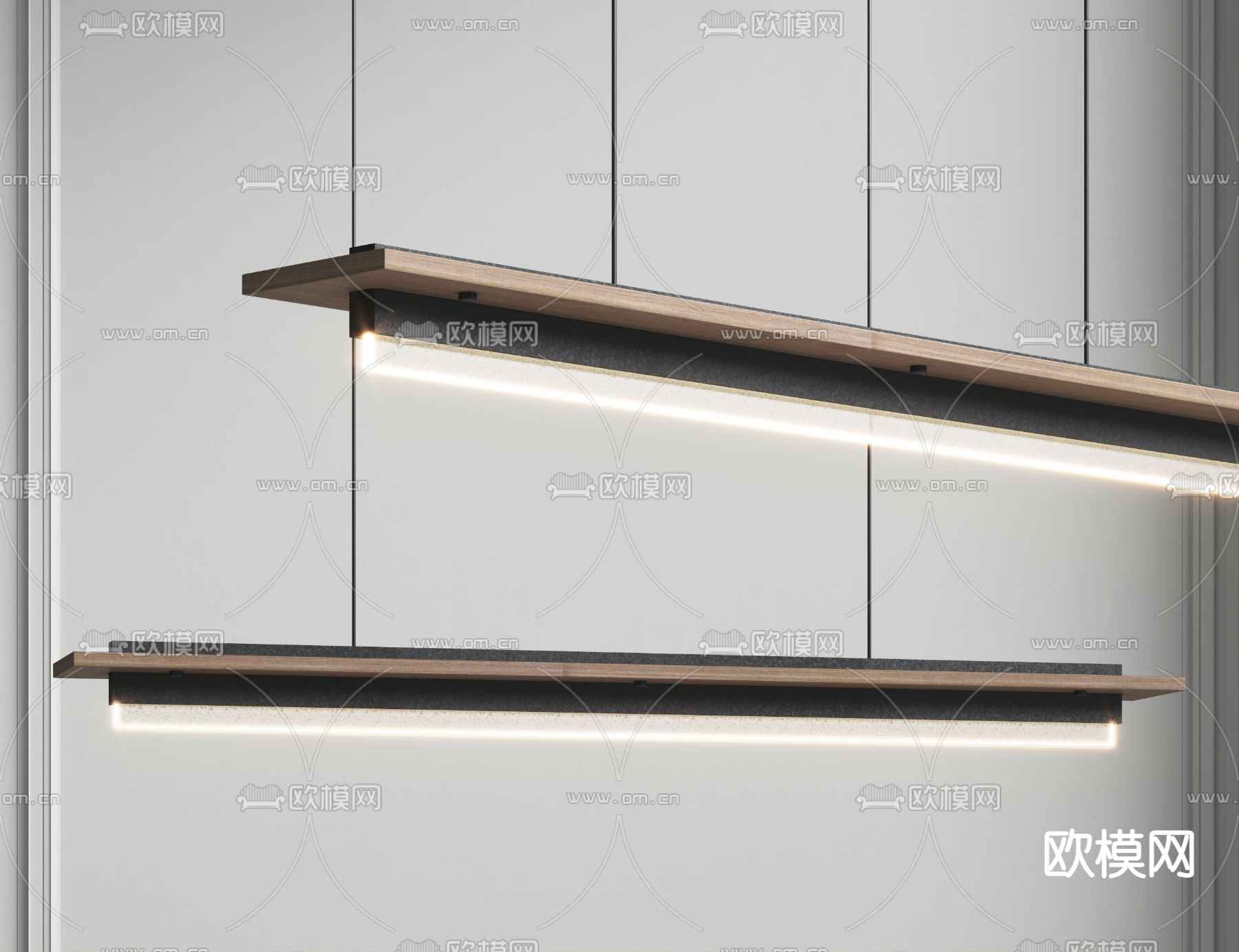 现代办公吊灯 长条吊灯3d模型下载