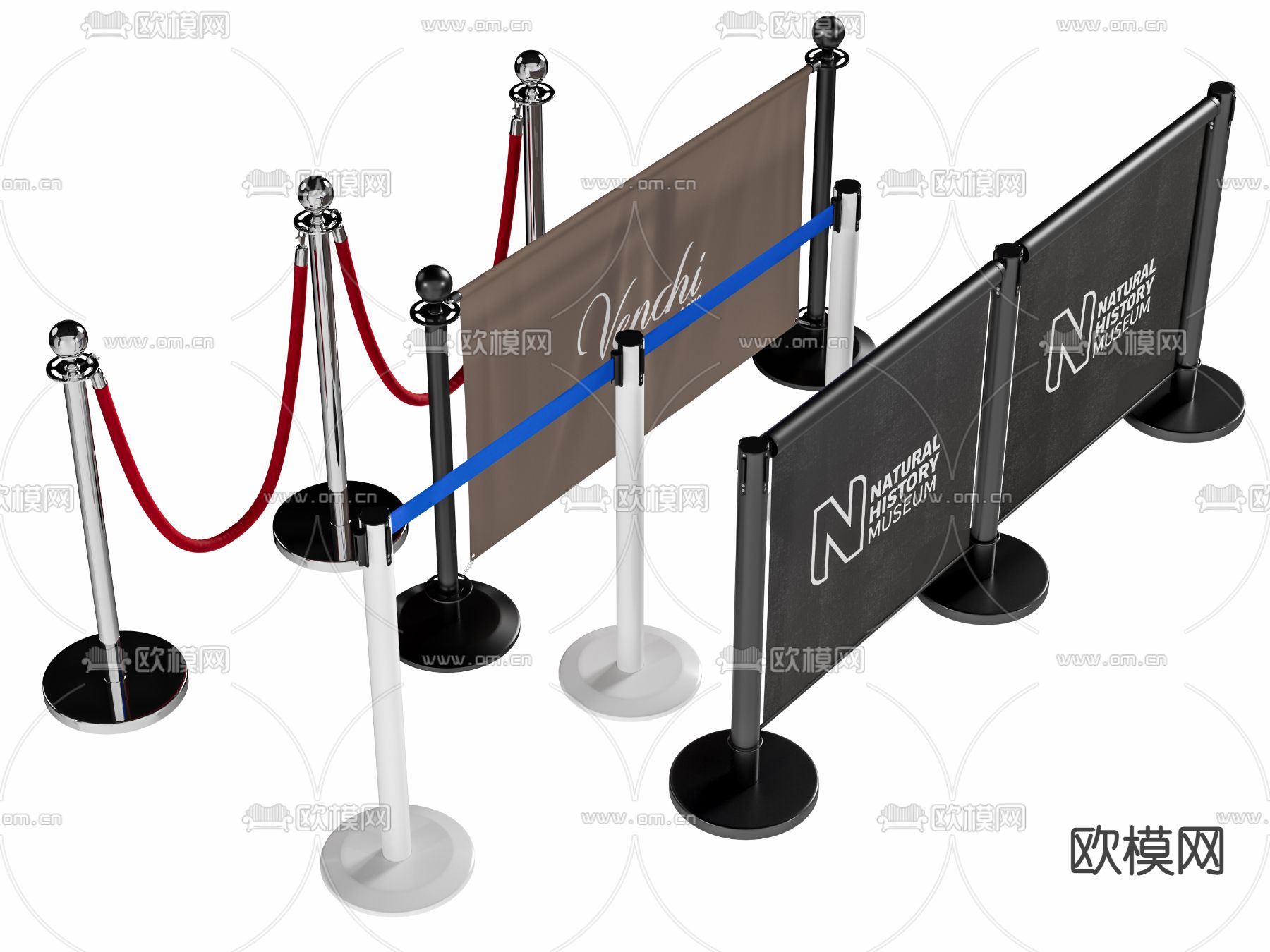排队栏杆 排队护栏 拦河3d模型下载（渲染图3）
