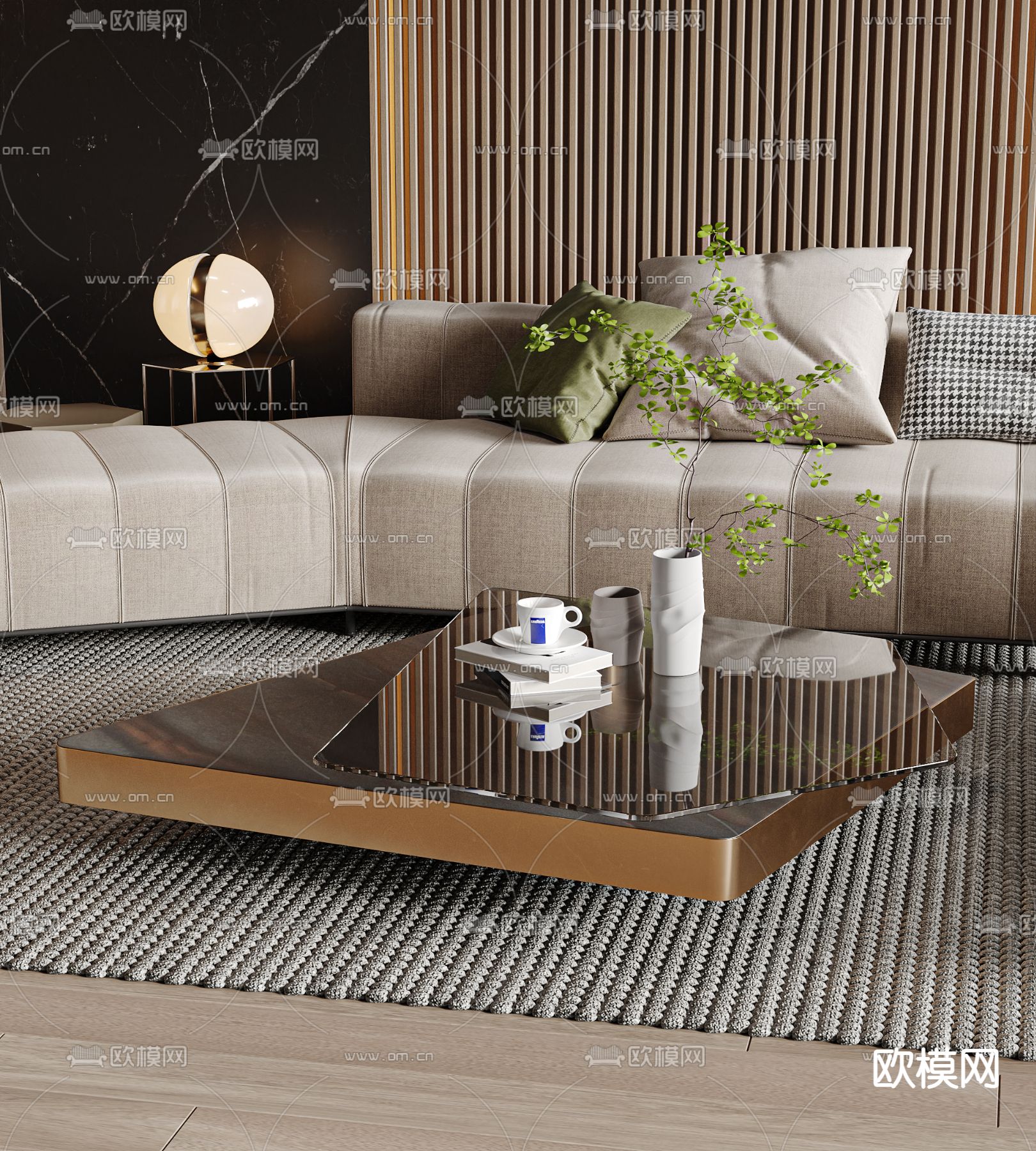 现代客厅3d模型下载（渲染图3）