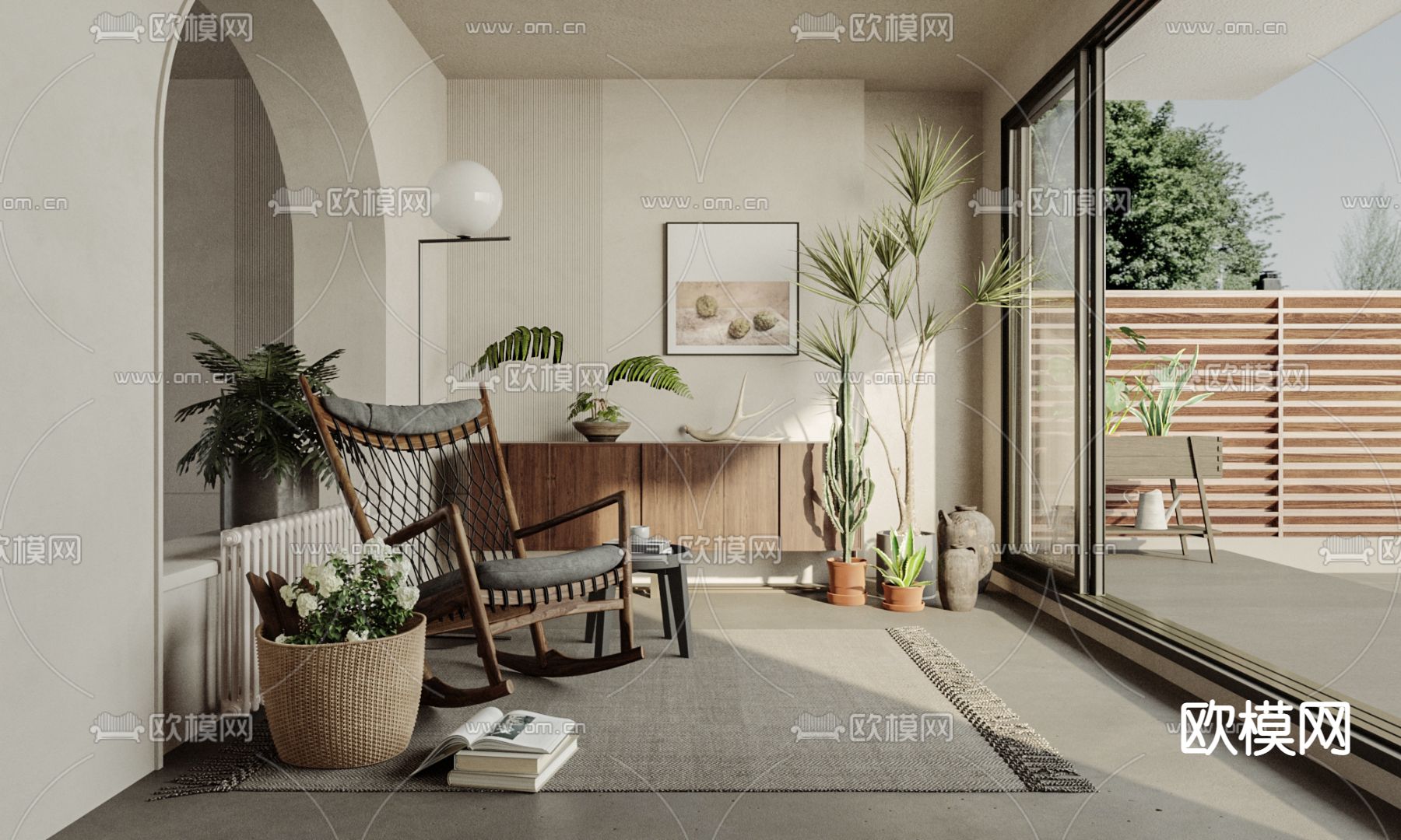 侘寂风 休闲阳台3d模型下载（渲染图1）