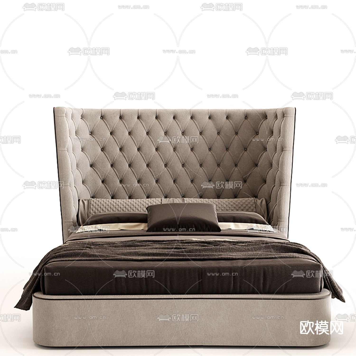 Mezzo 简欧拉扣双人床3d模型下载（渲染图2）