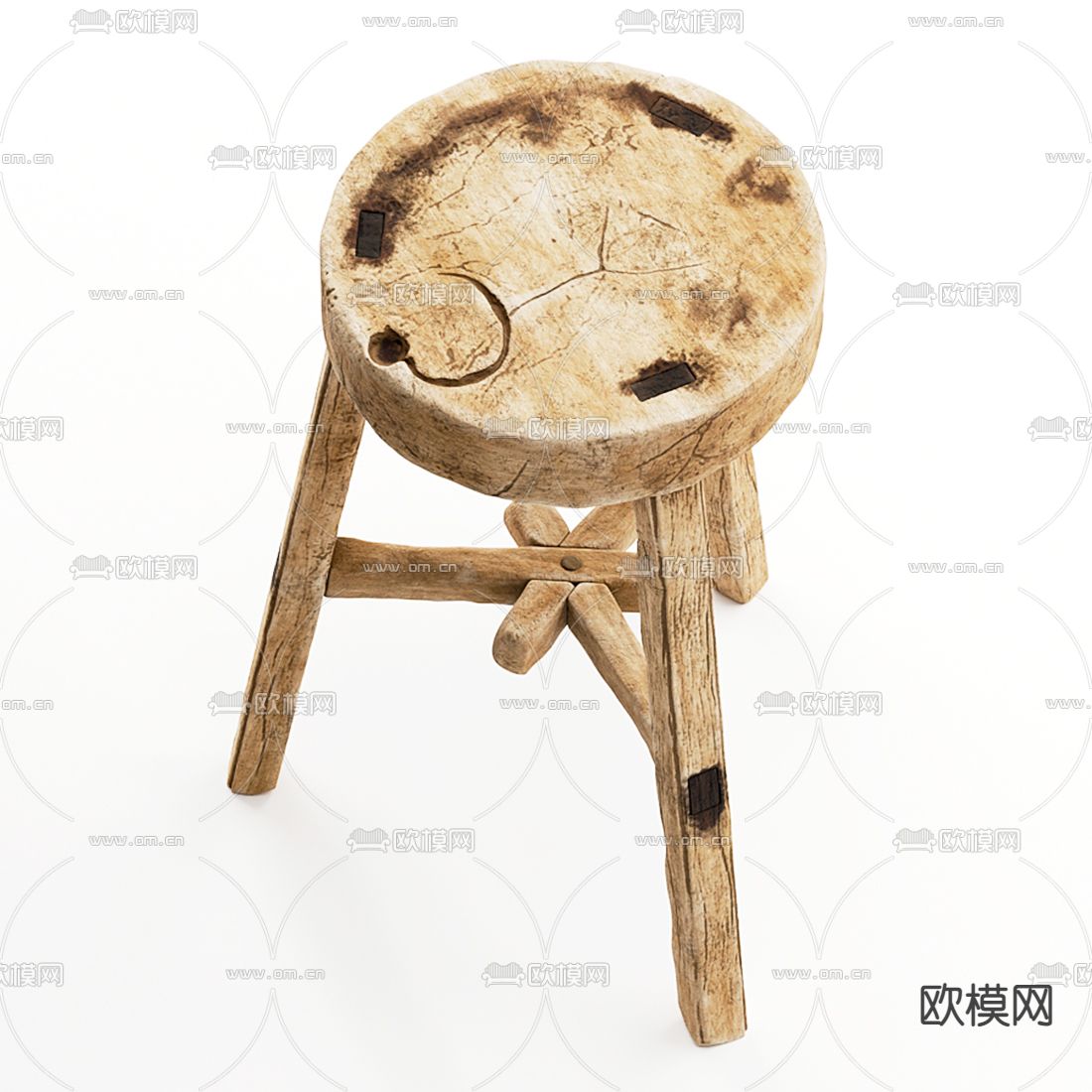 北欧圆凳 吧台椅3d模型下载（渲染图2）