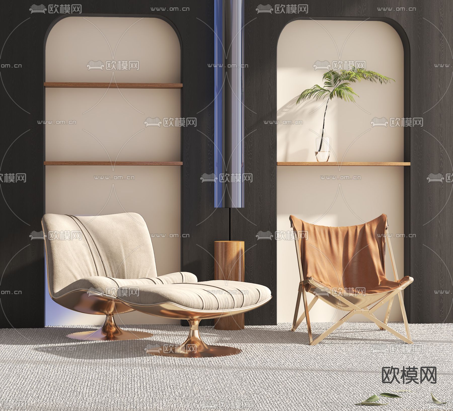 现代躺椅 折叠椅3d模型