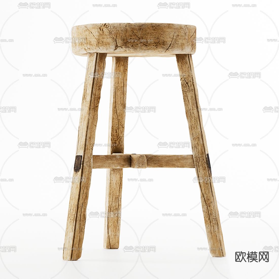 北欧圆凳 吧台椅3d模型下载（渲染图3）