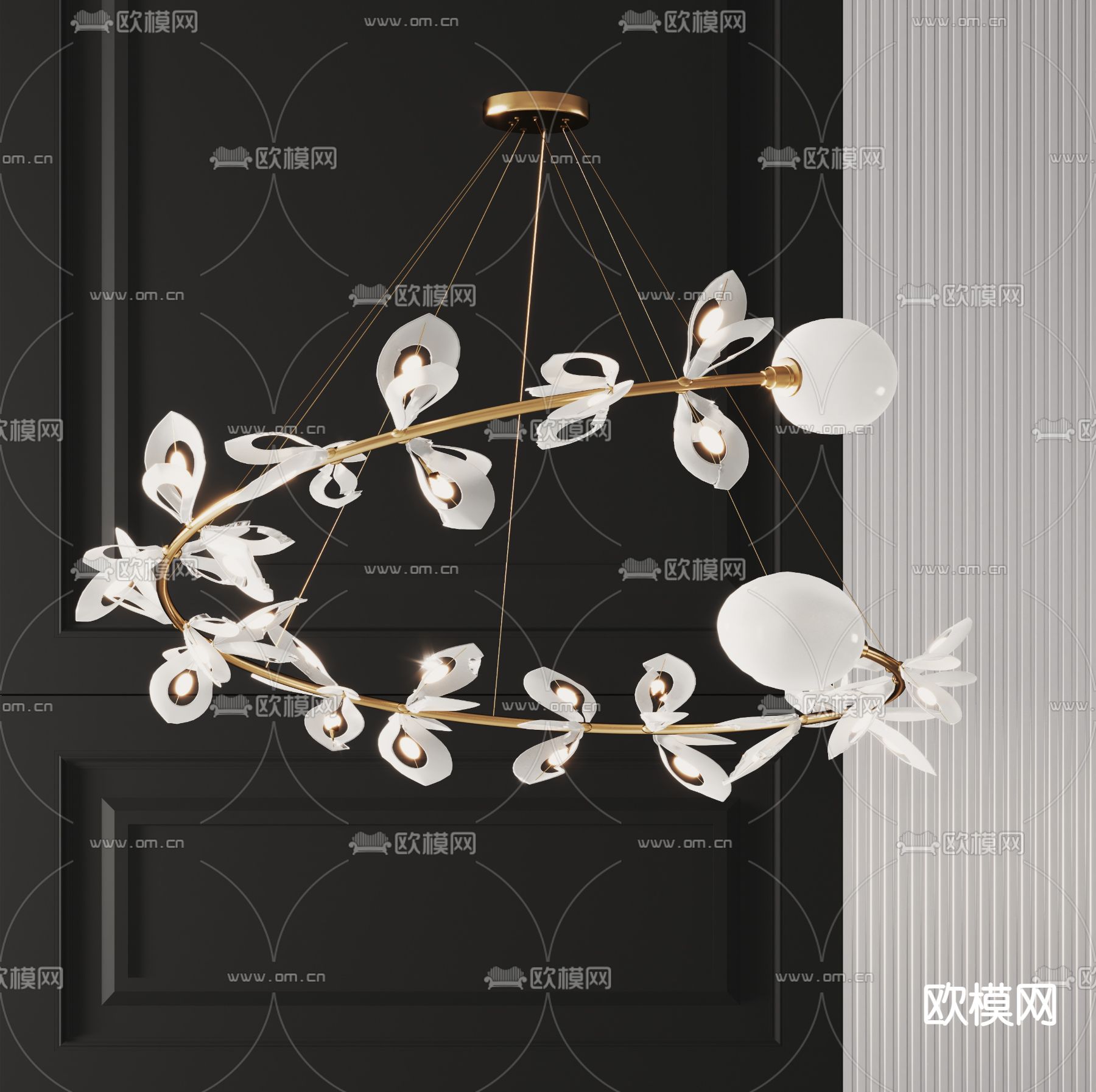 花瓣吊灯 装饰吊灯3d模型下载_ID12232059_3dmax免费模型-欧模网