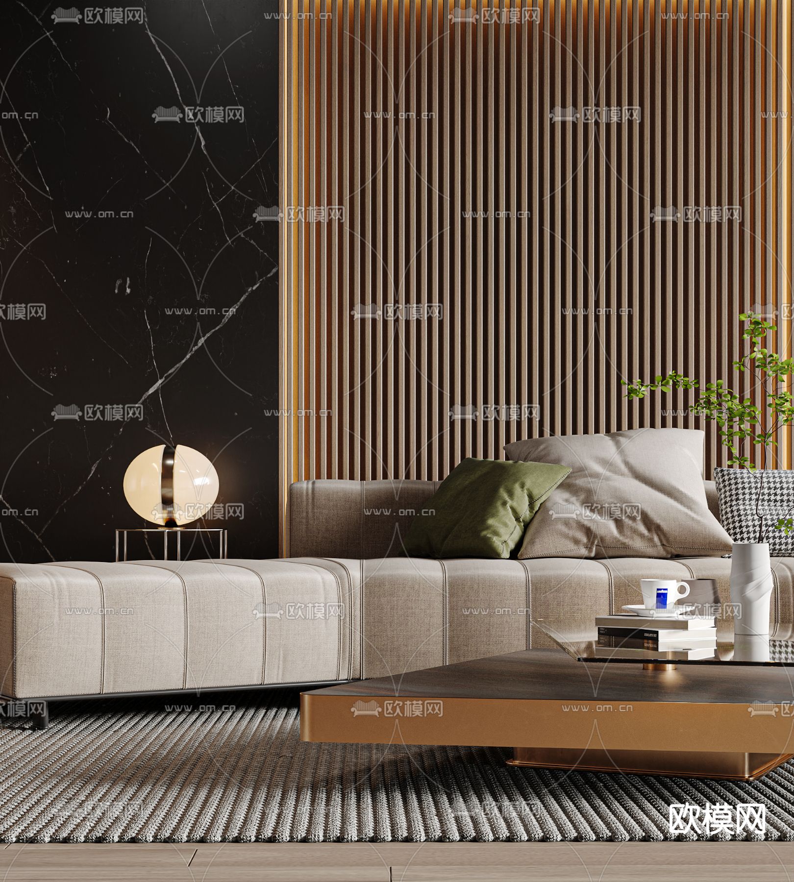 现代客厅3d模型下载（渲染图5）