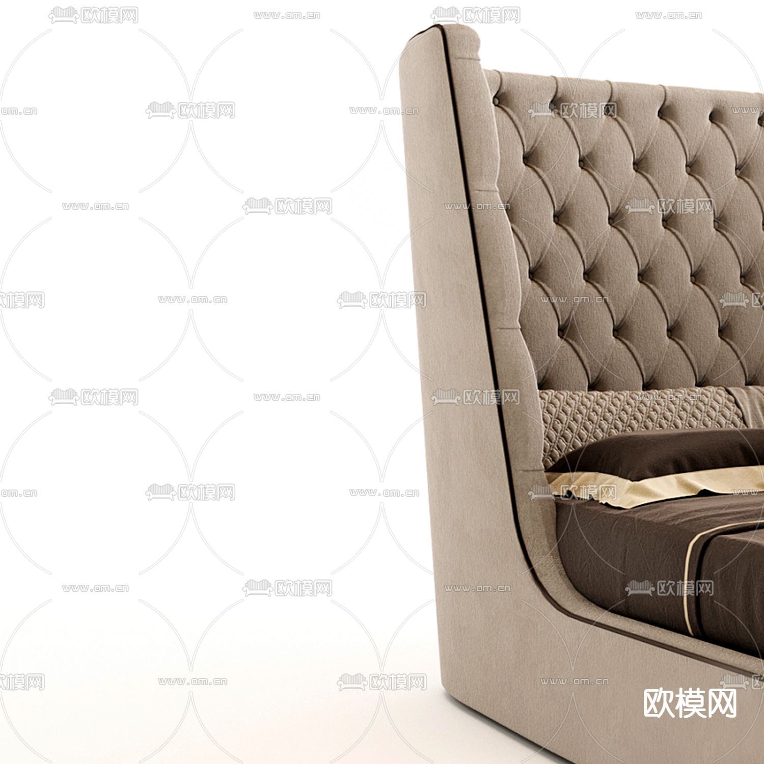 Mezzo 简欧拉扣双人床3d模型下载（渲染图3）