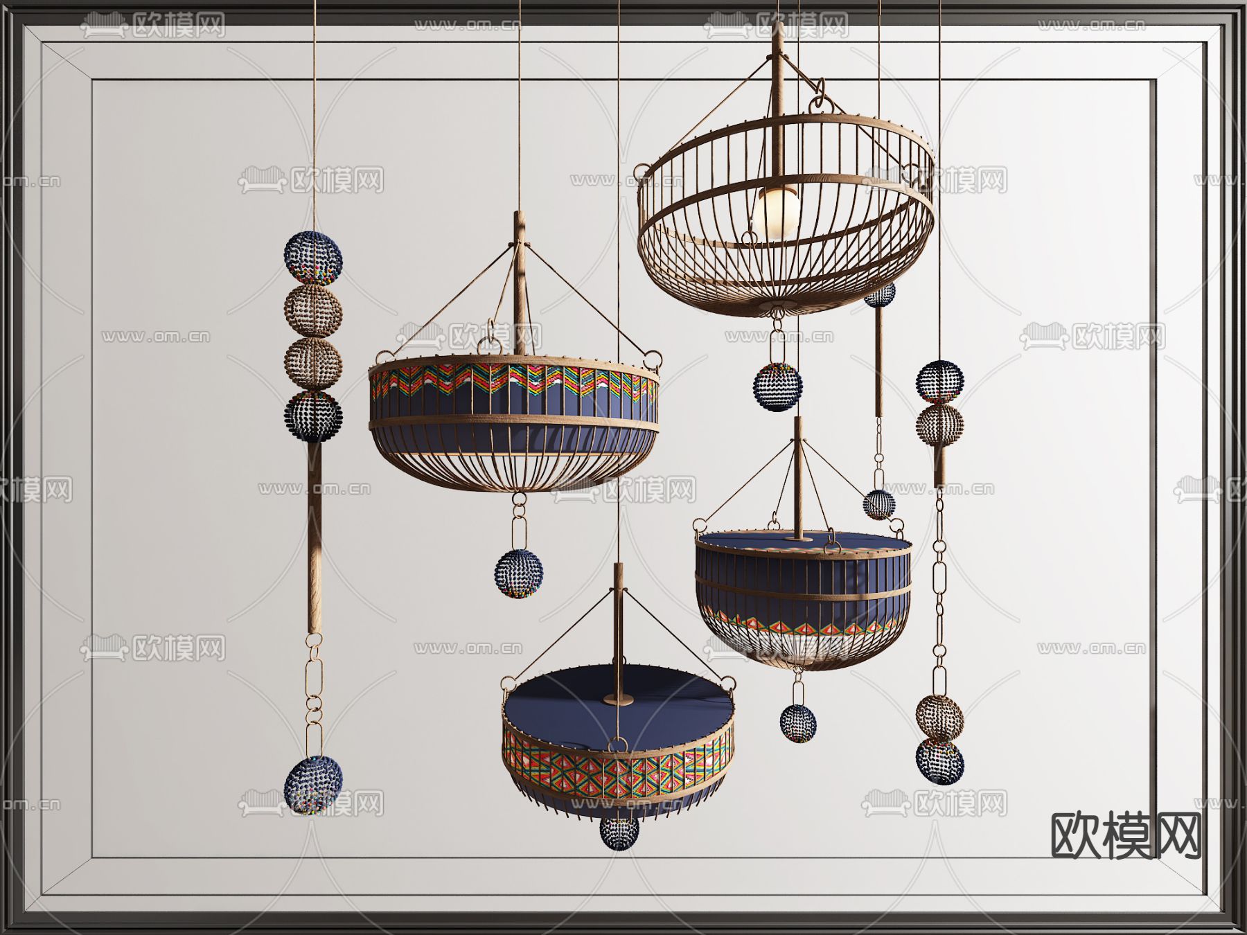 东南亚吊灯 民族风吊灯3d模型下载