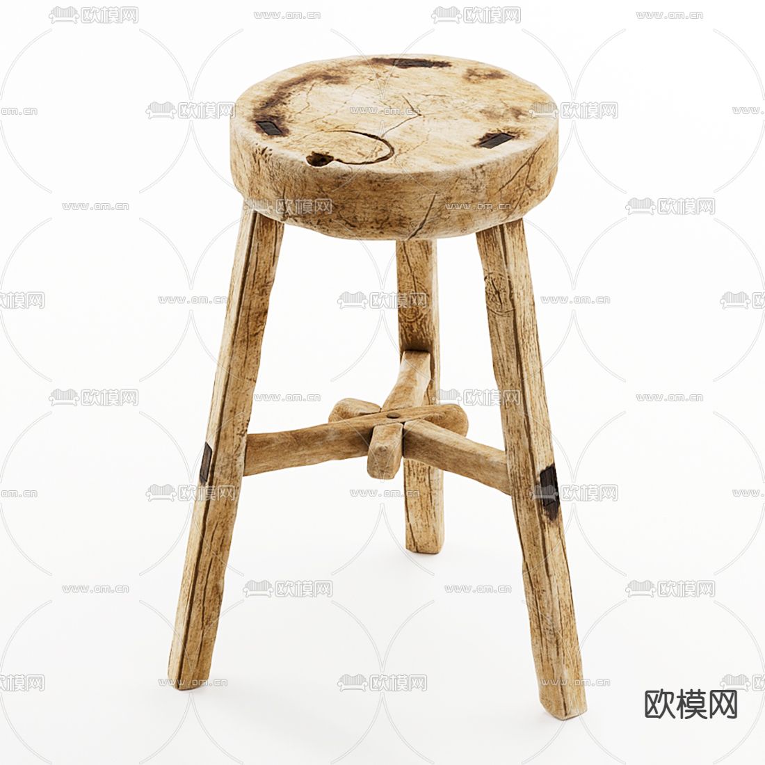 北欧圆凳 吧台椅3d模型下载（渲染图1）