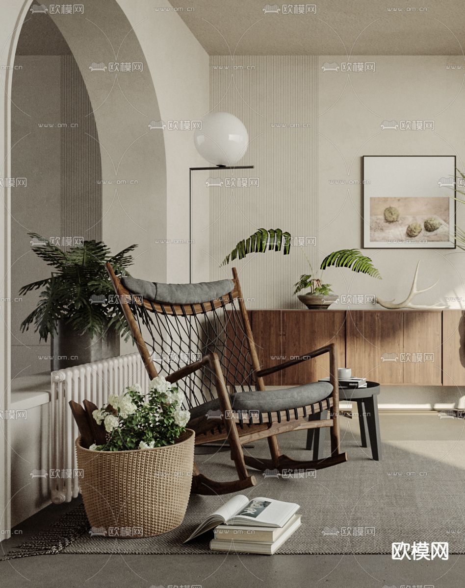 侘寂风 休闲阳台3d模型下载（渲染图2）