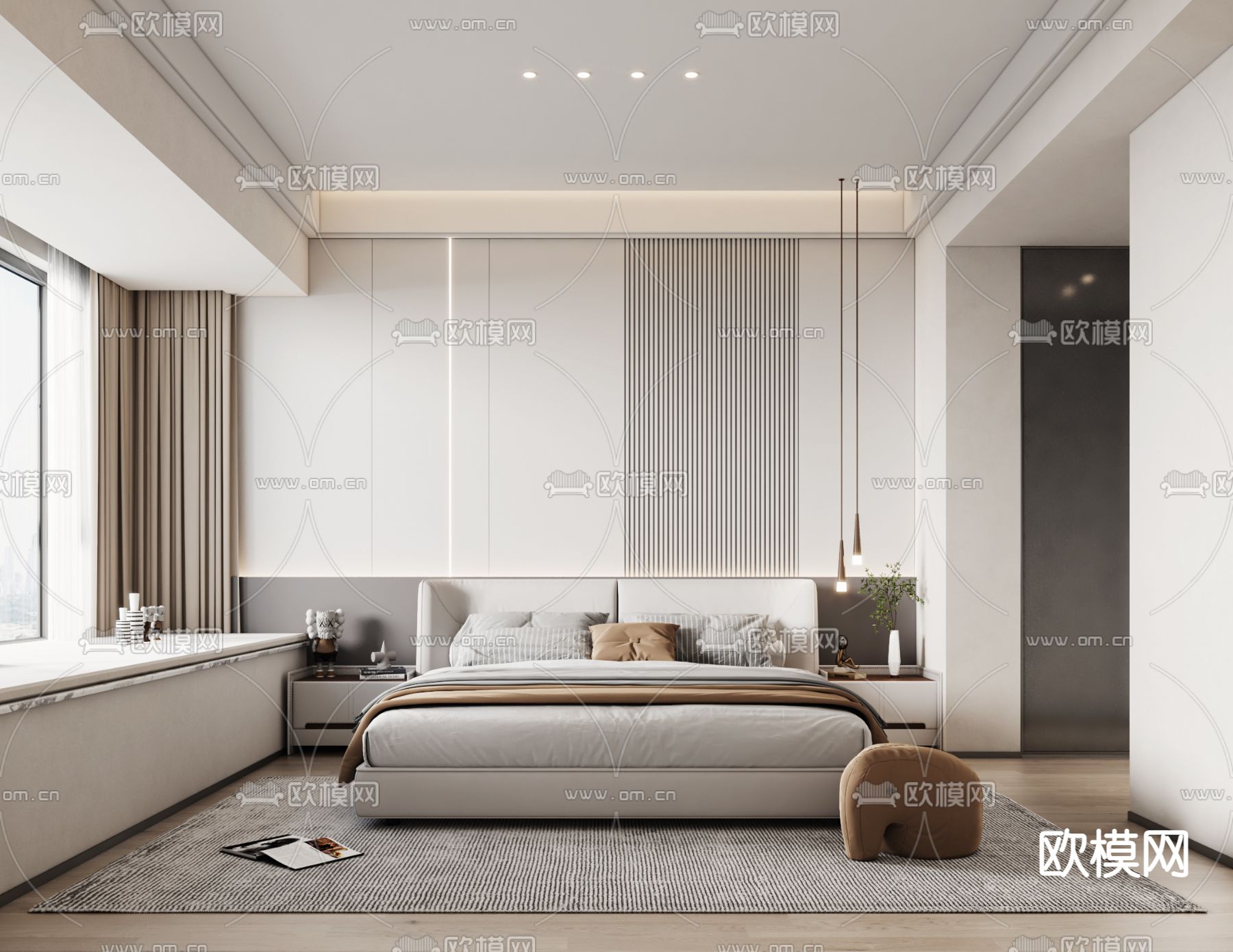 现代卧室 次卧3d模型下载