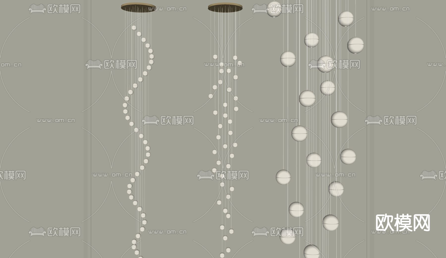 玻璃球吊灯 大堂吊灯su模型
