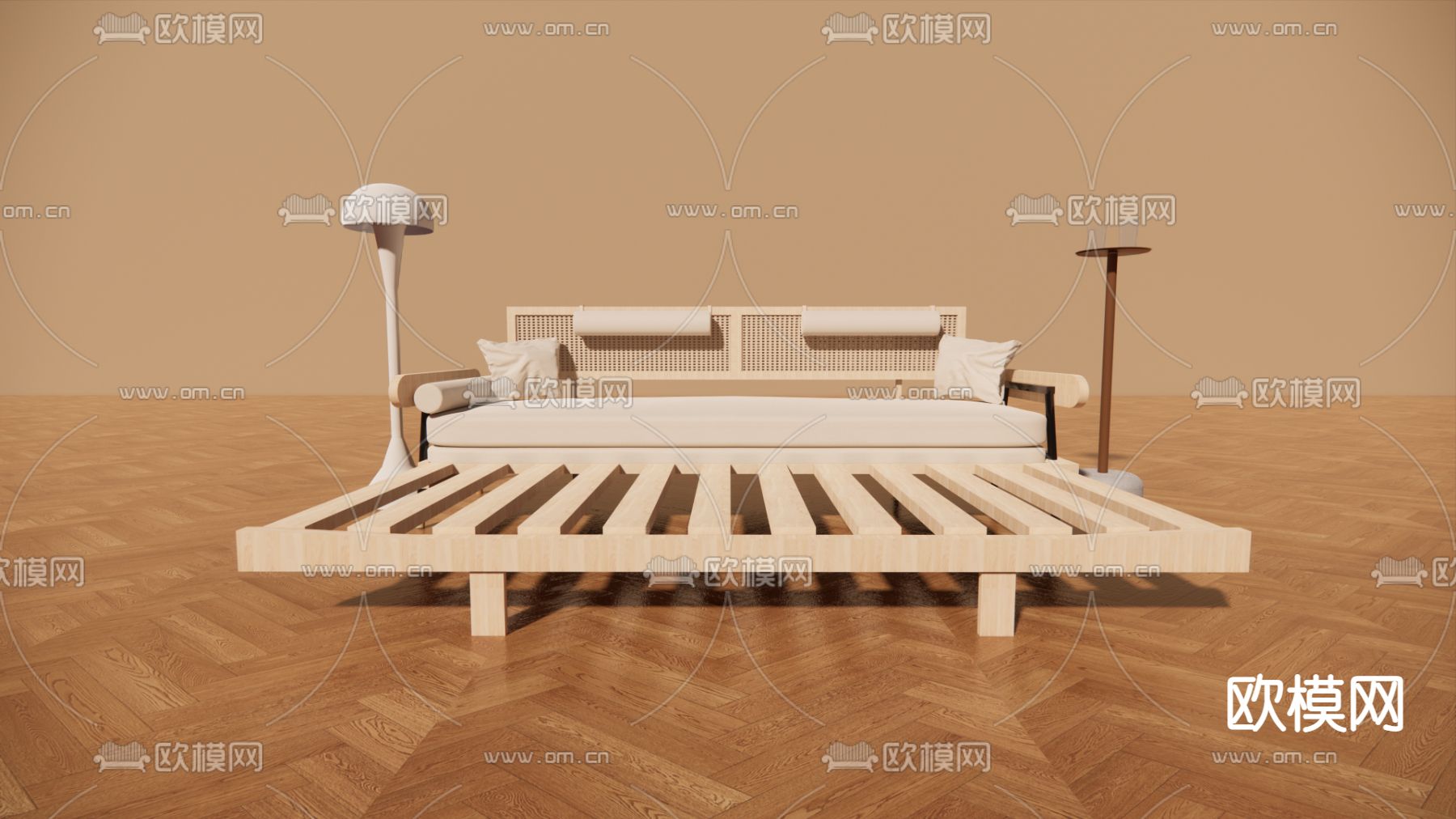 现代沙发床su模型下载（渲染图3）