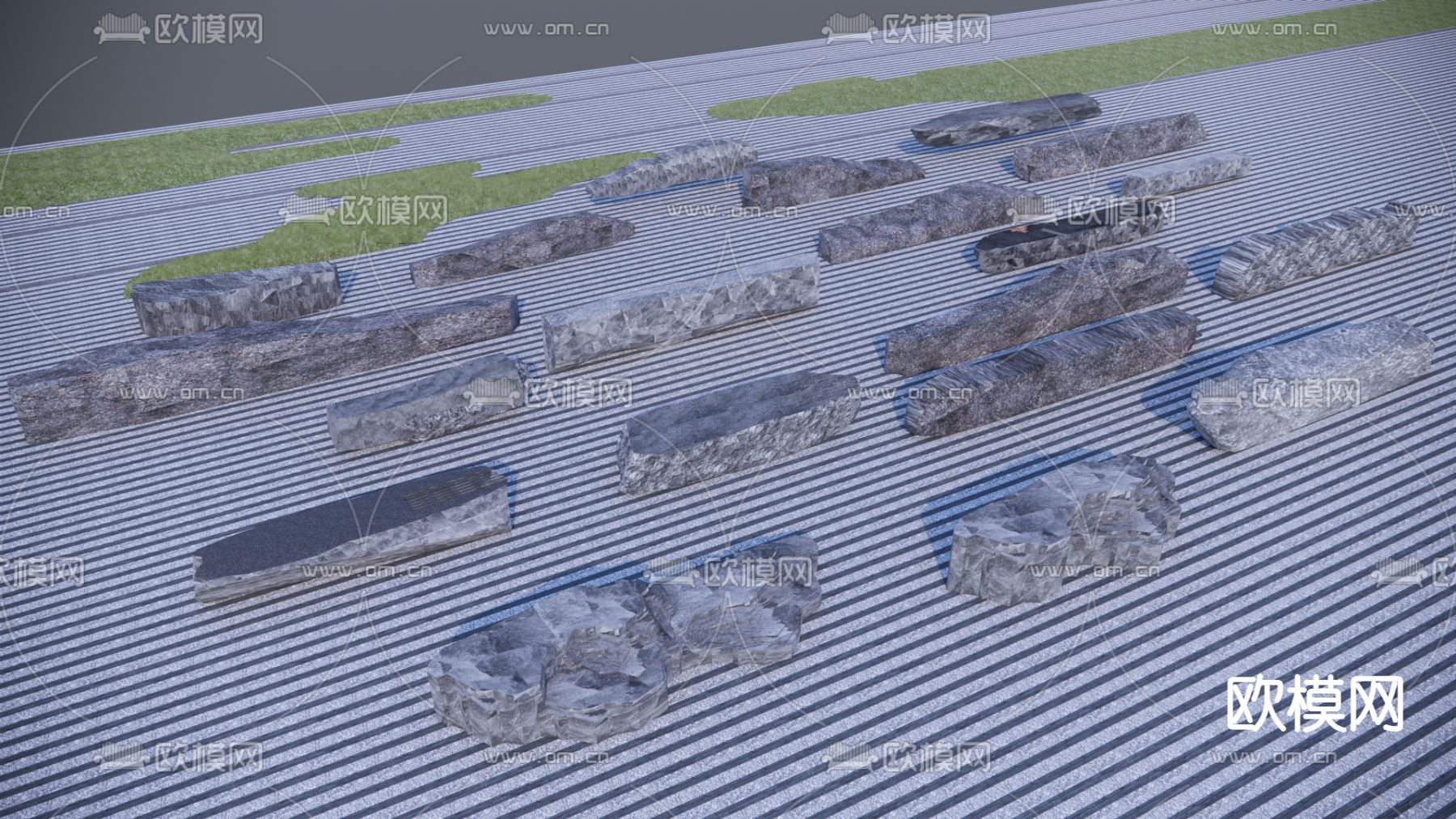 景观石 条石 石块su模型下载_ID12232152_sketchup模型下载-欧模网