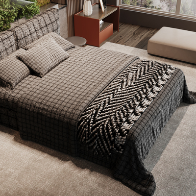  Minotti 双人床su模型 