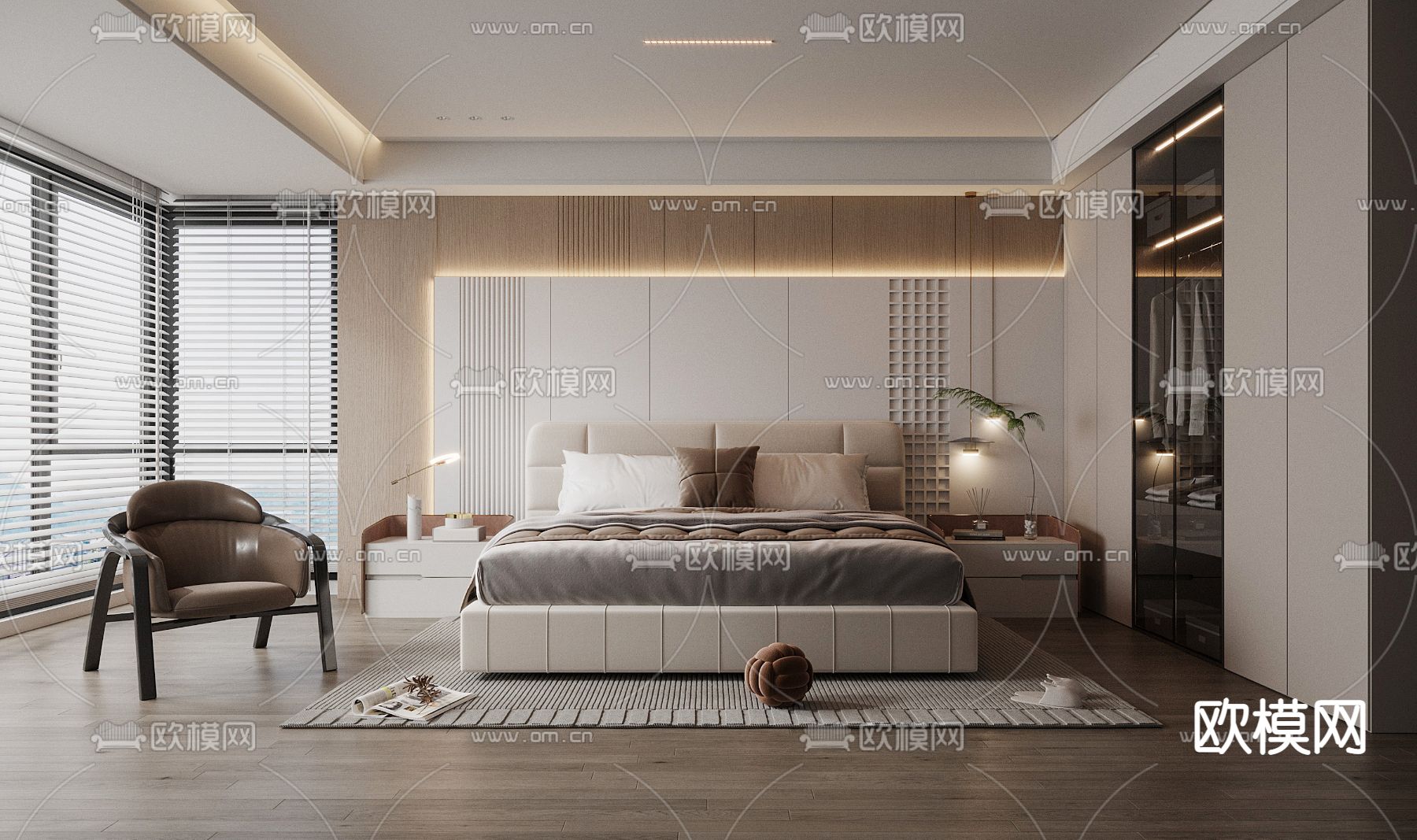 现代卧室 主卧3d模型下载
