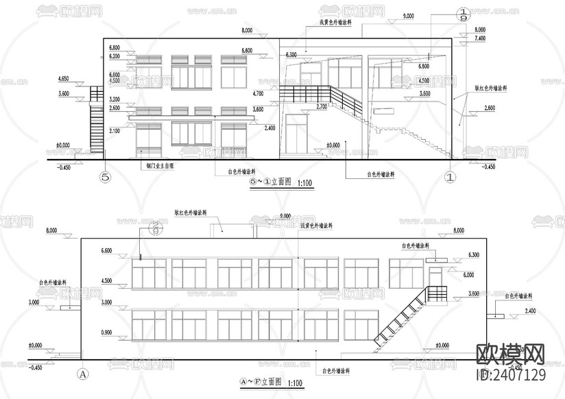 食堂建筑設(shè)計cad施工圖下載(渲染圖3)