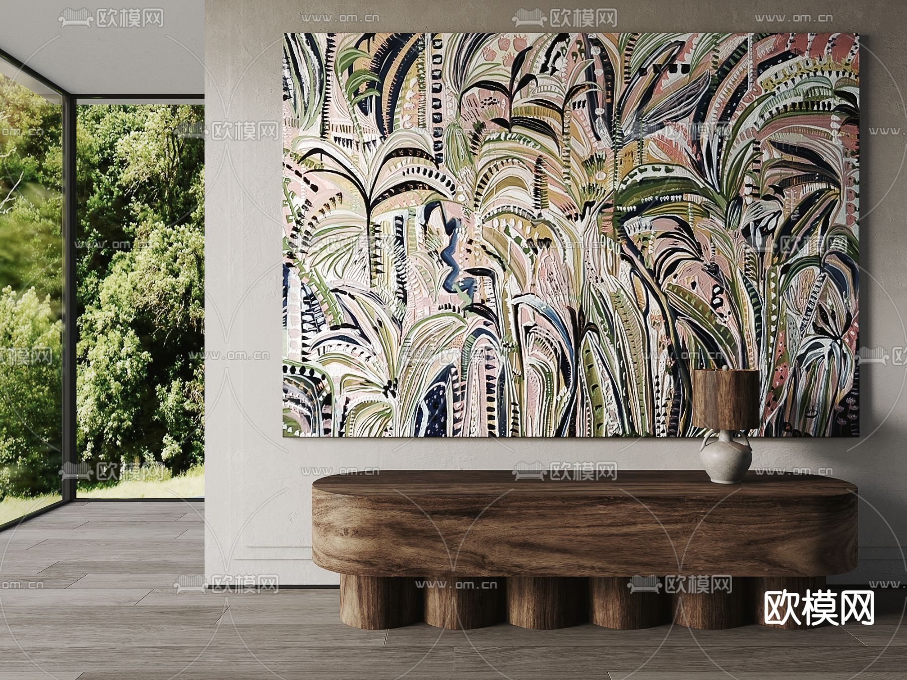 侘寂抽象装饰画 挂画su模型