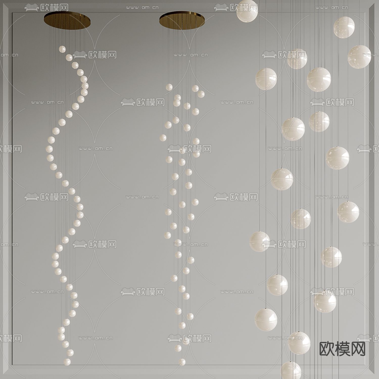 玻璃球吊灯 大堂吊灯su模型
