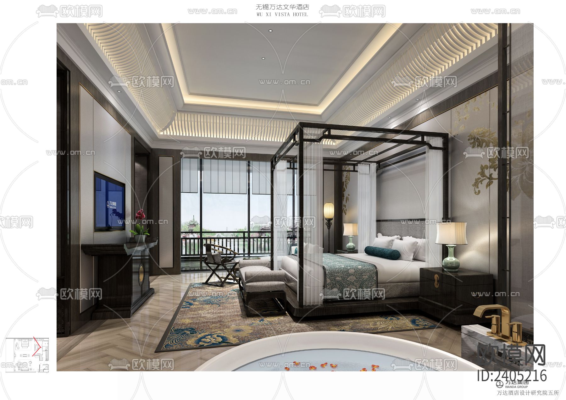 万达文华酒店设计cad施工图下载（渲染图8）