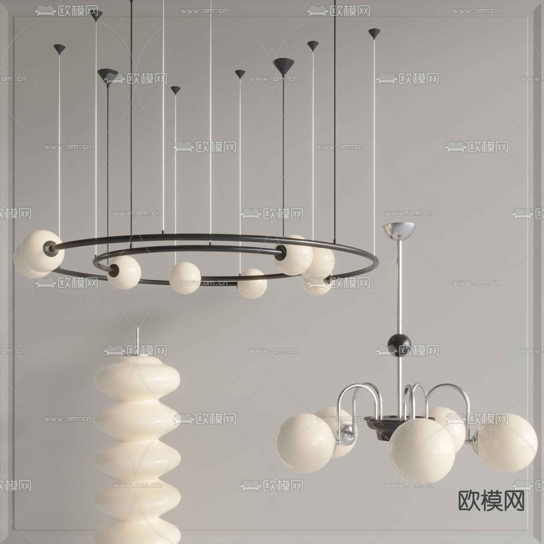 现代球形吊灯3d模型下载_ID12232324_3dmax免费模型-欧模网
