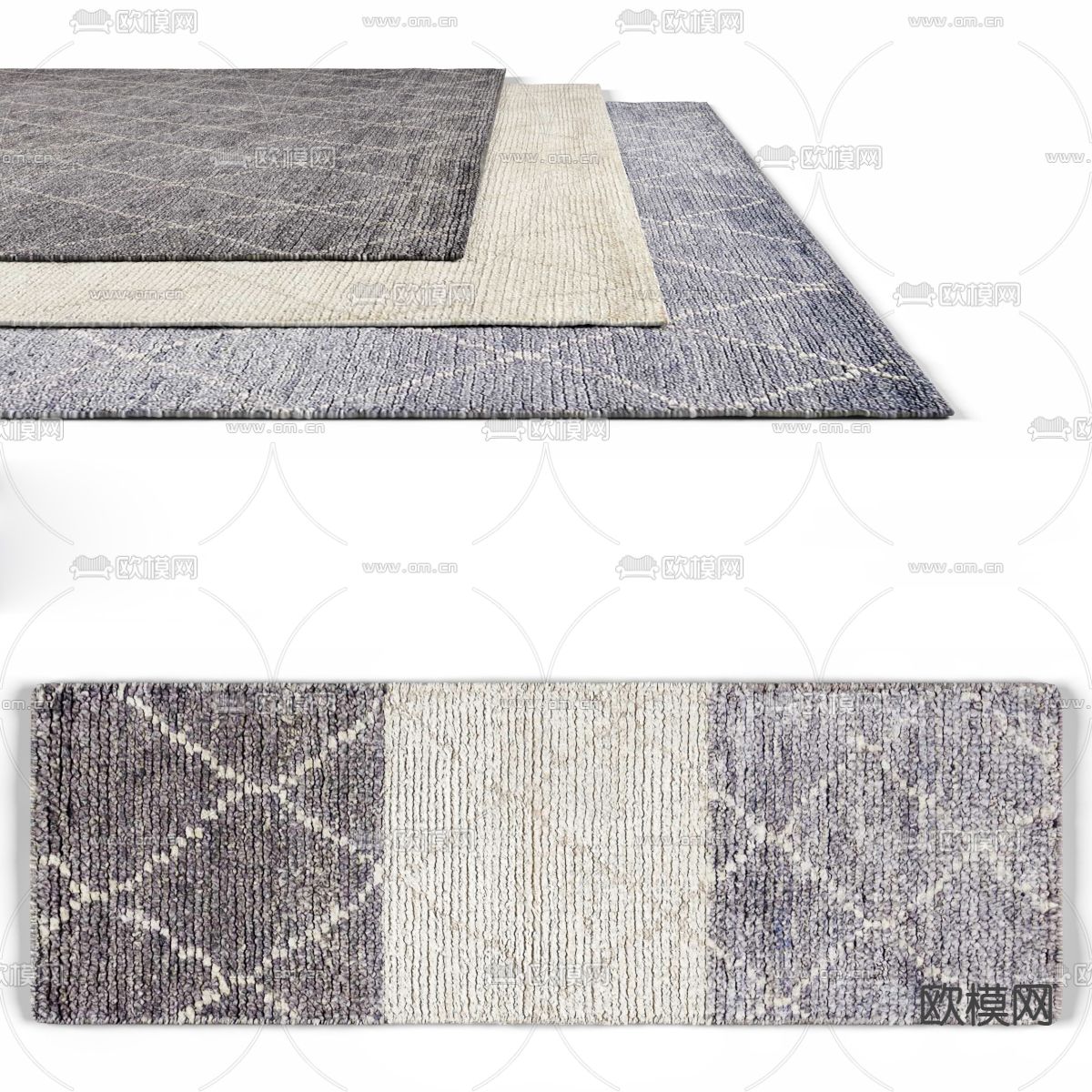 现代方形地毯3d模型下载