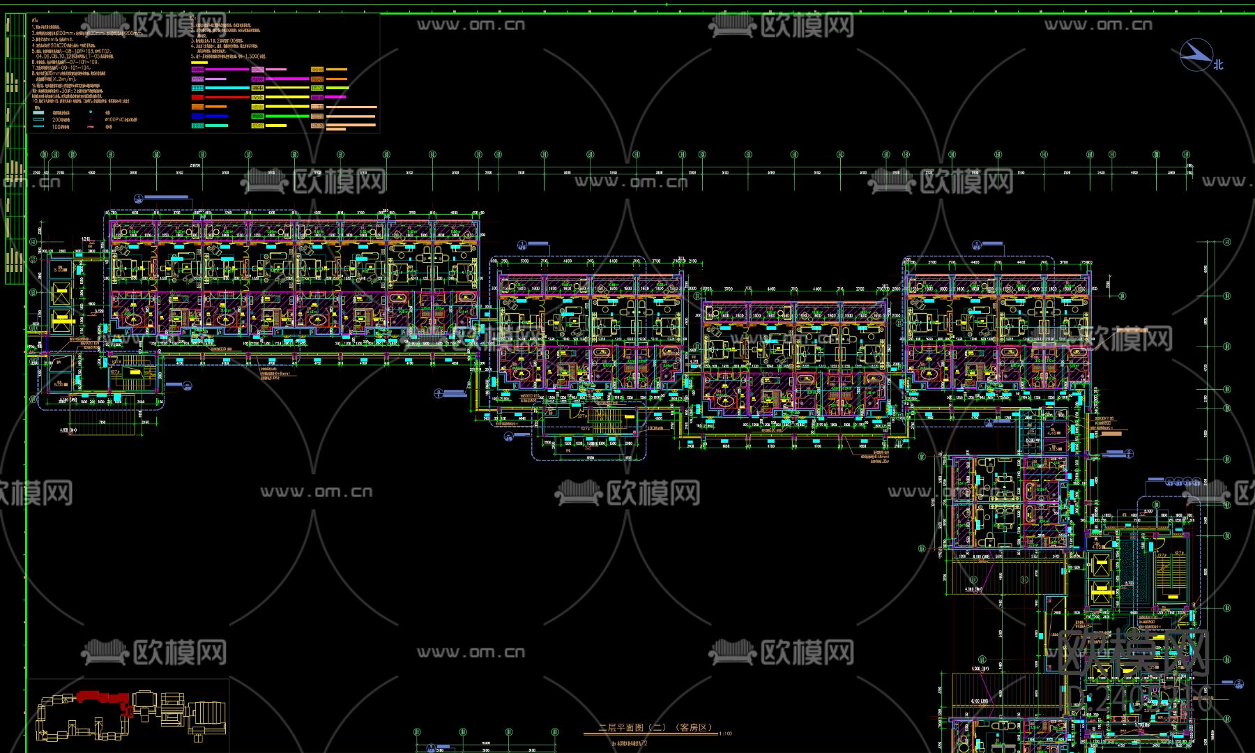 万达文华酒店设计cad施工图下载（渲染图1）