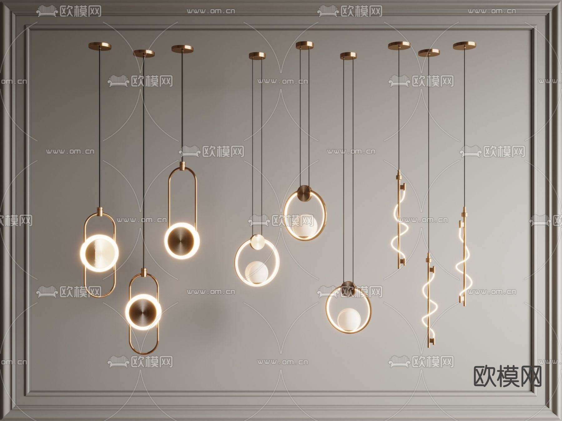 轻奢小吊灯3d模型下载