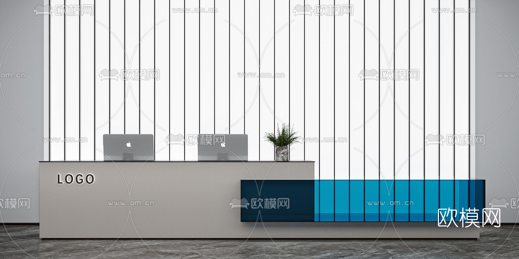 现代接待台3d模型