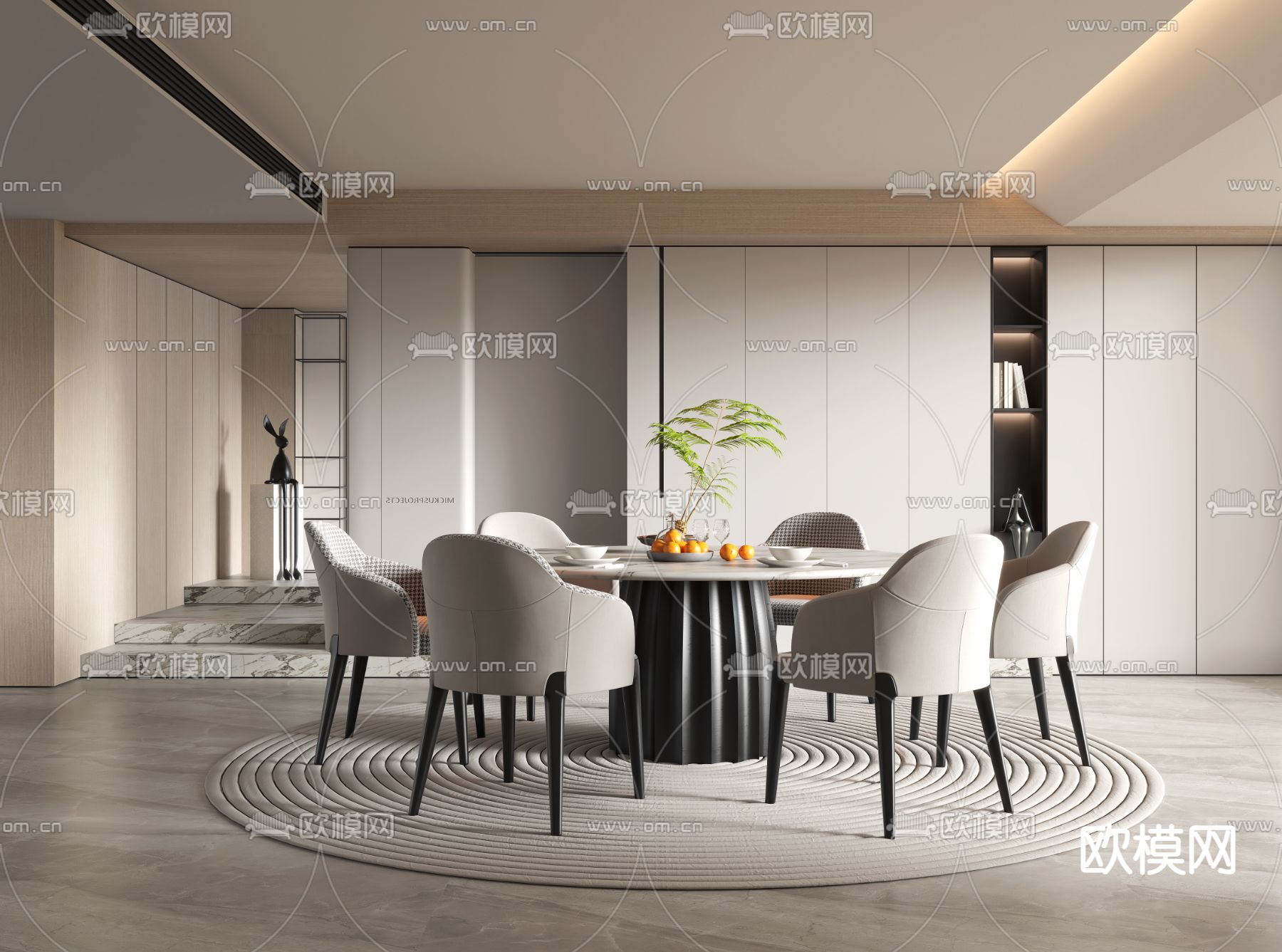 现代餐厅3d模型下载_ID12233467_3dmax免费模型-欧模网