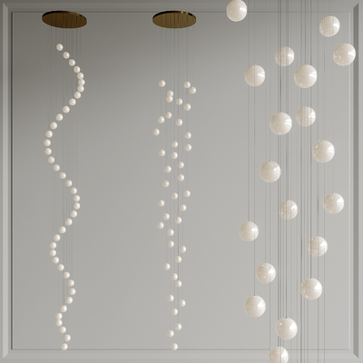 玻璃球吊灯 大堂吊灯su模型