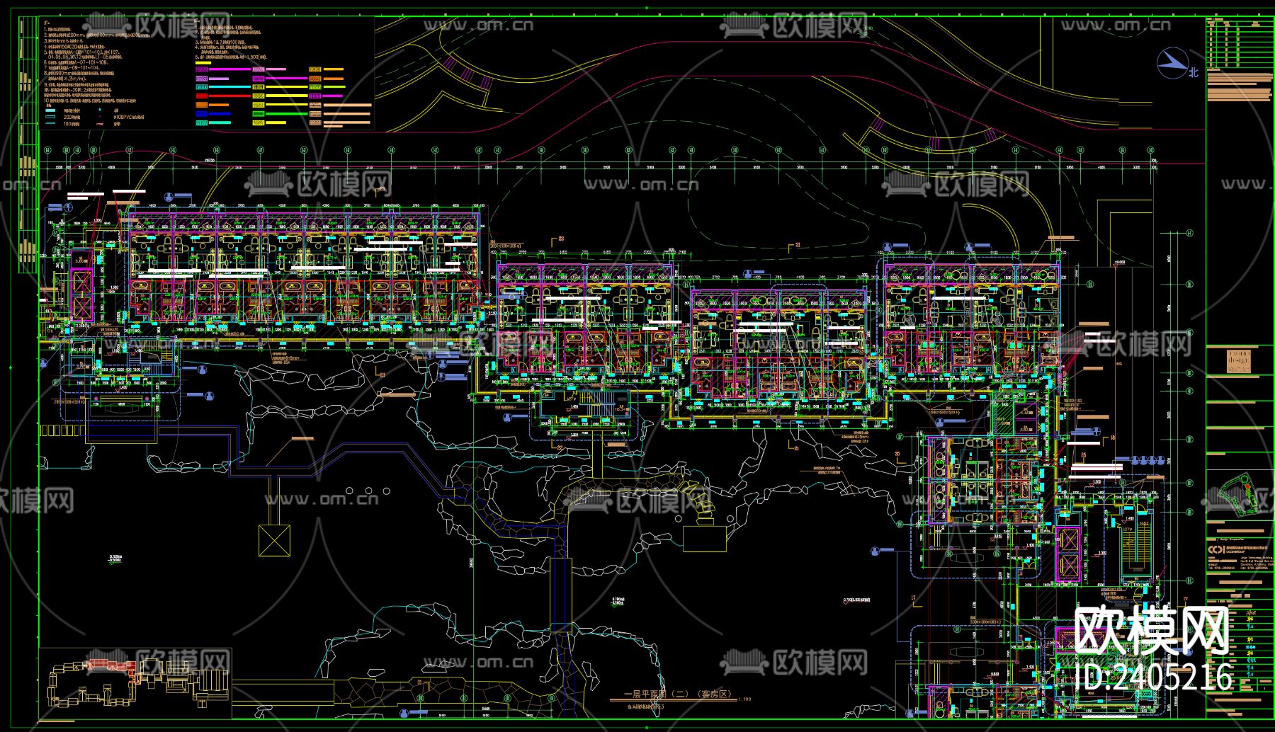 万达文华酒店设计cad施工图下载（渲染图2）