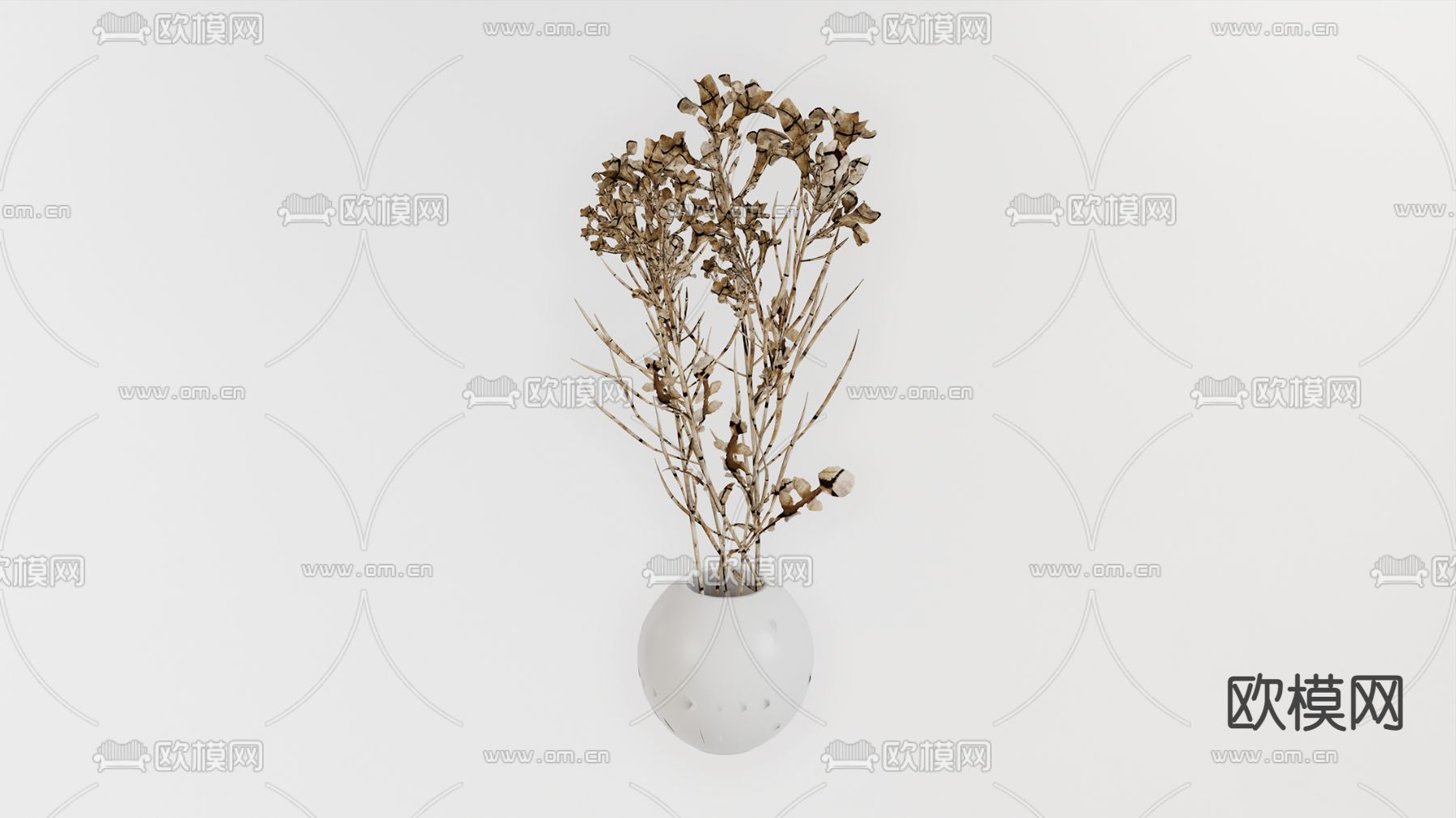 北欧风枯枝花瓶su模型下载（渲染图1）
