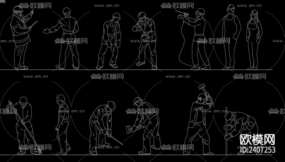 工人设计cad施工图下载（渲染图1）