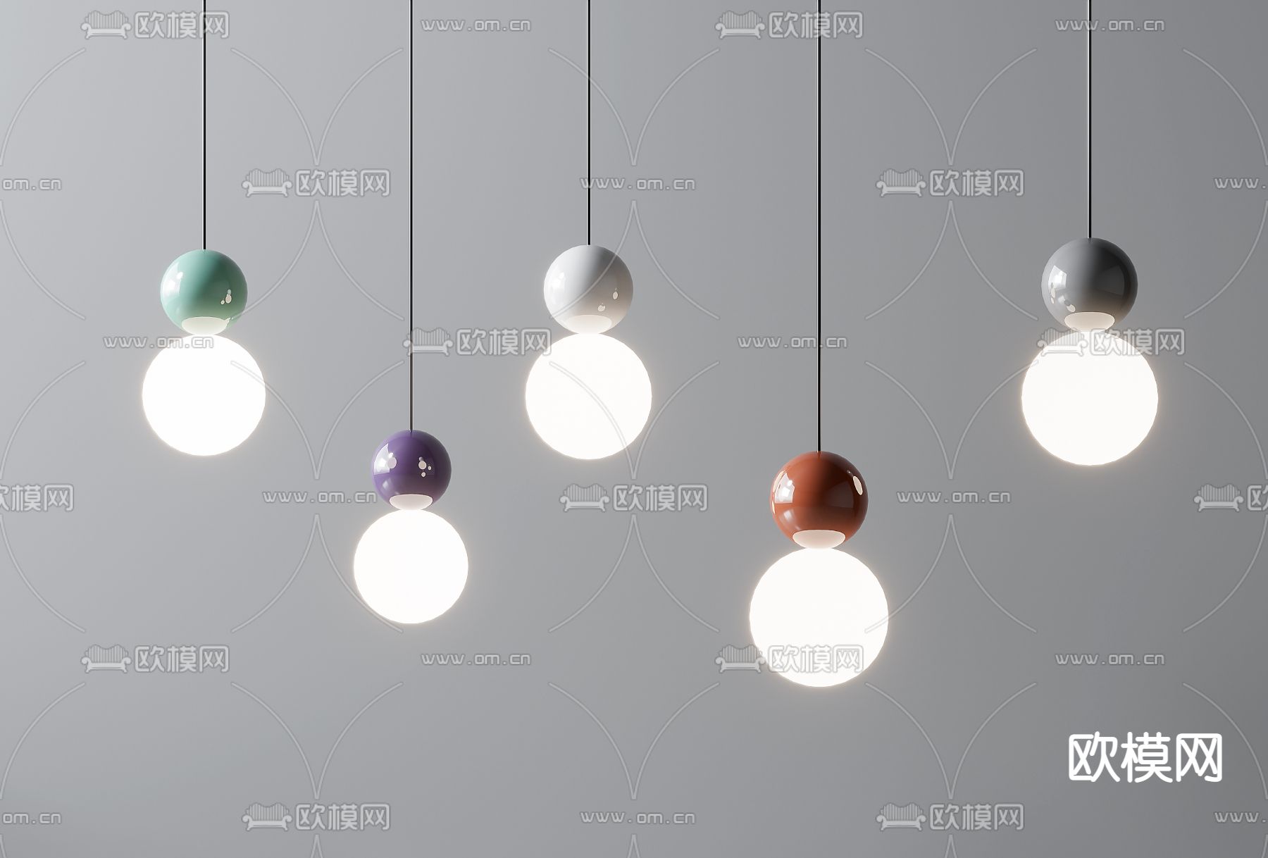 现代小吊灯su模型下载（渲染图1）