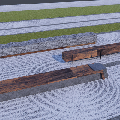  户外石凳 实木长凳su模型 