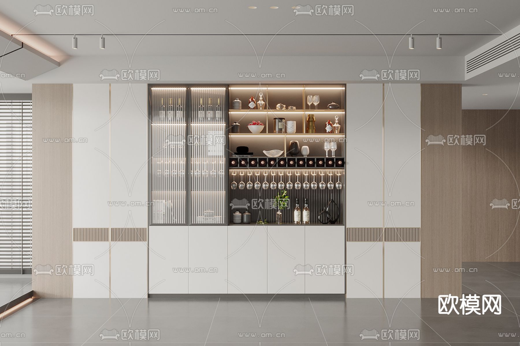 现代酒柜3d模型下载