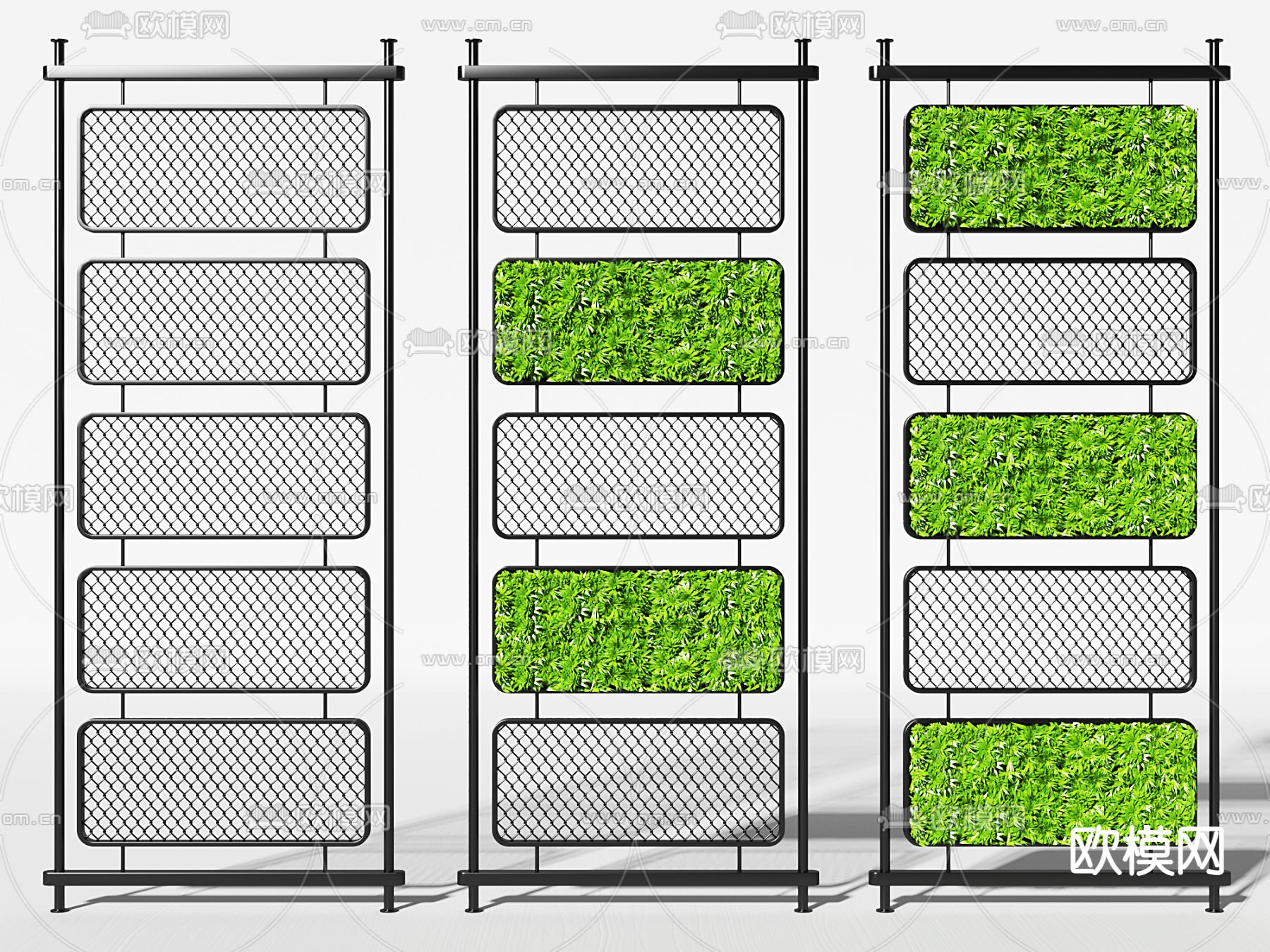 工业风绿植屏风隔断su模型下载（渲染图1）
