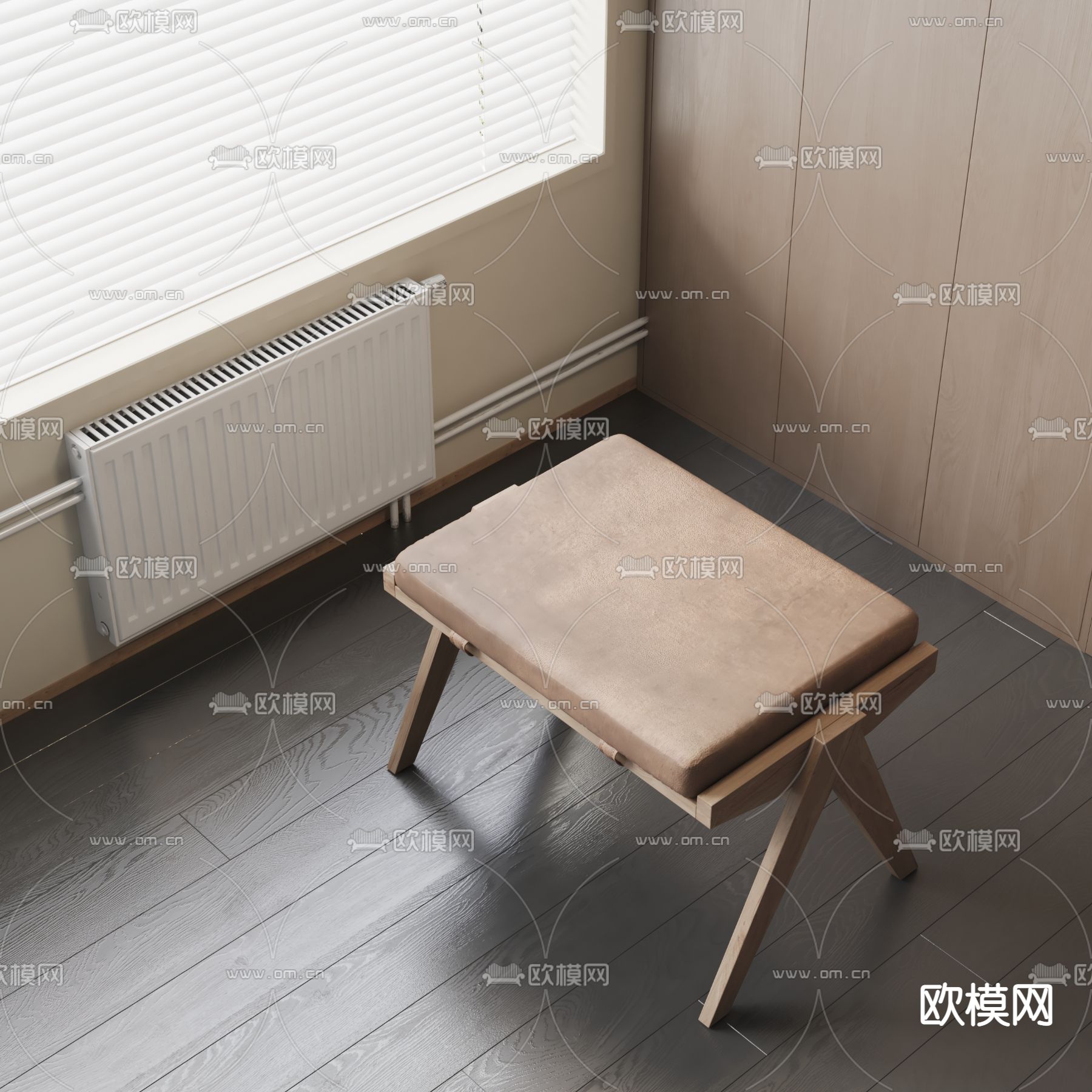 侘寂风凳子 皮凳su模型