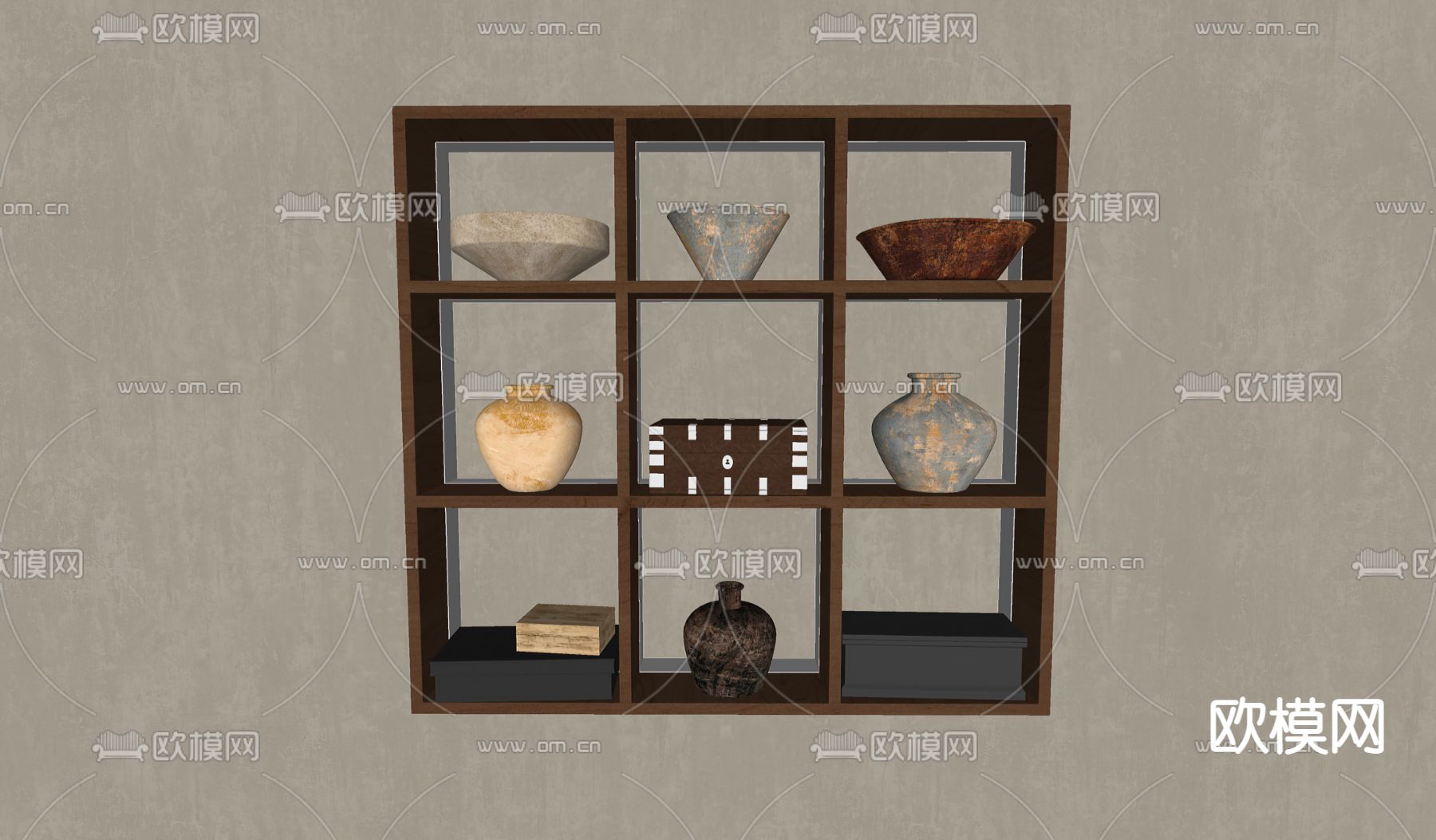 侘寂壁柜su模型下载（渲染图2）