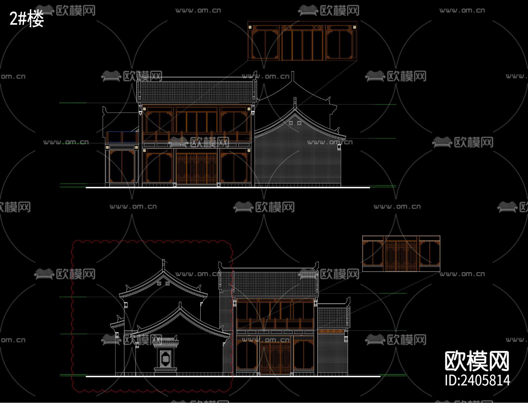 中式古建筑商业街设计cad施工图下载（渲染图8）