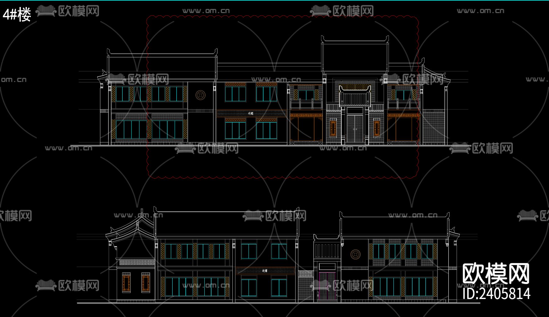 中式古建筑商业街设计cad施工图下载（渲染图6）