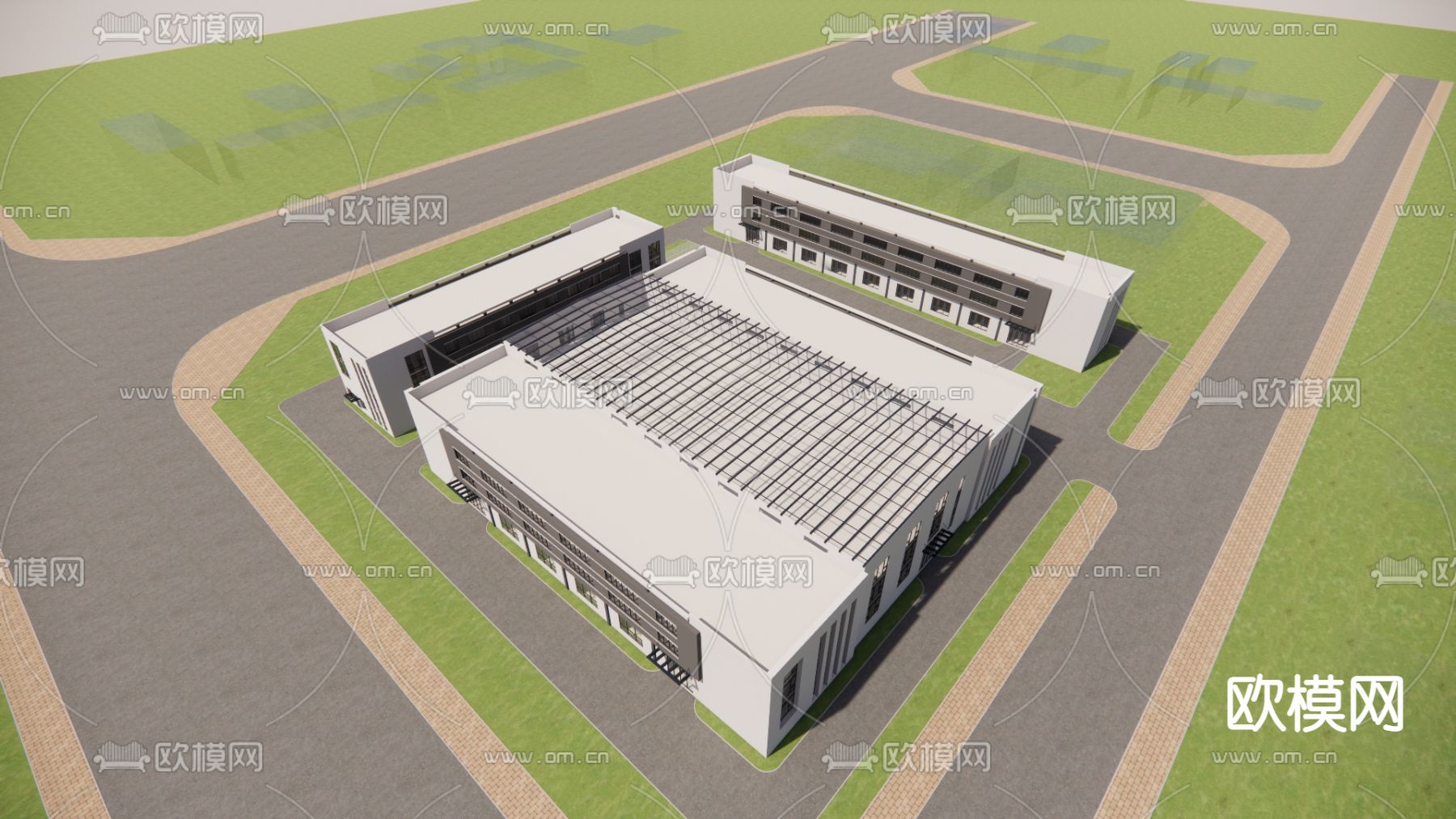 产业园建筑鸟瞰su模型下载（渲染图3）