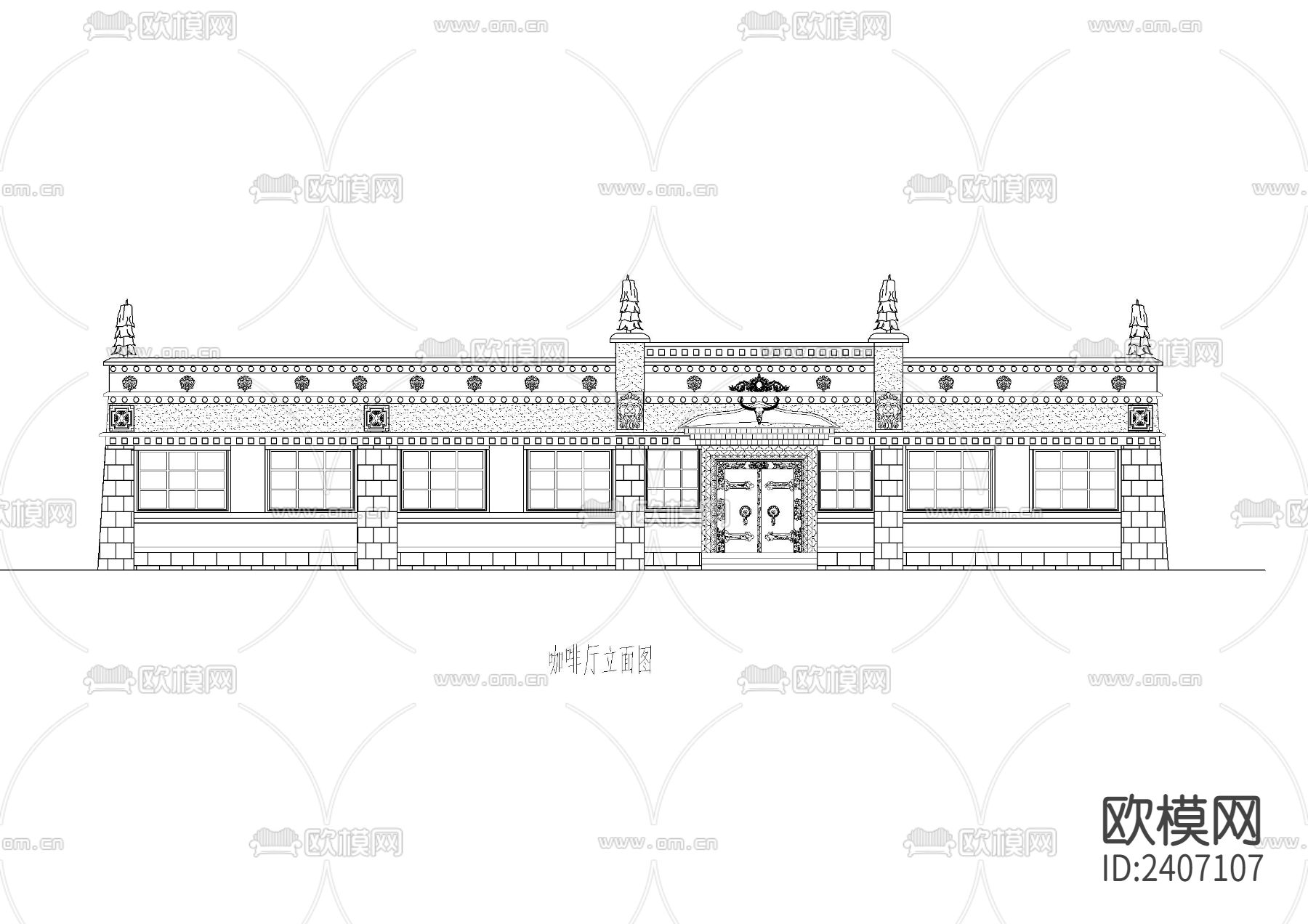 藏式咖啡厅装修设计cad施工图下载（渲染图3）