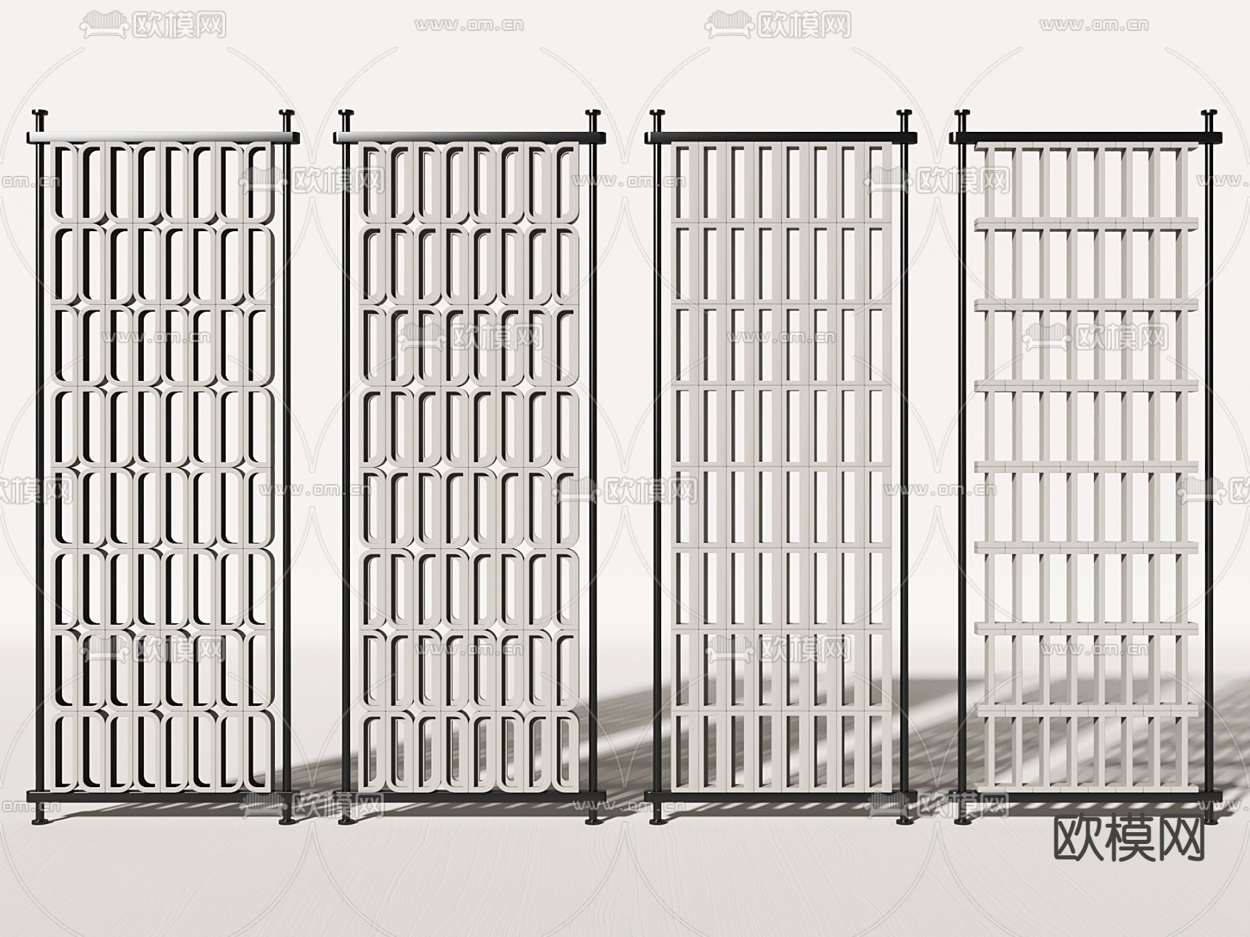 侘寂风屏风隔断su模型下载