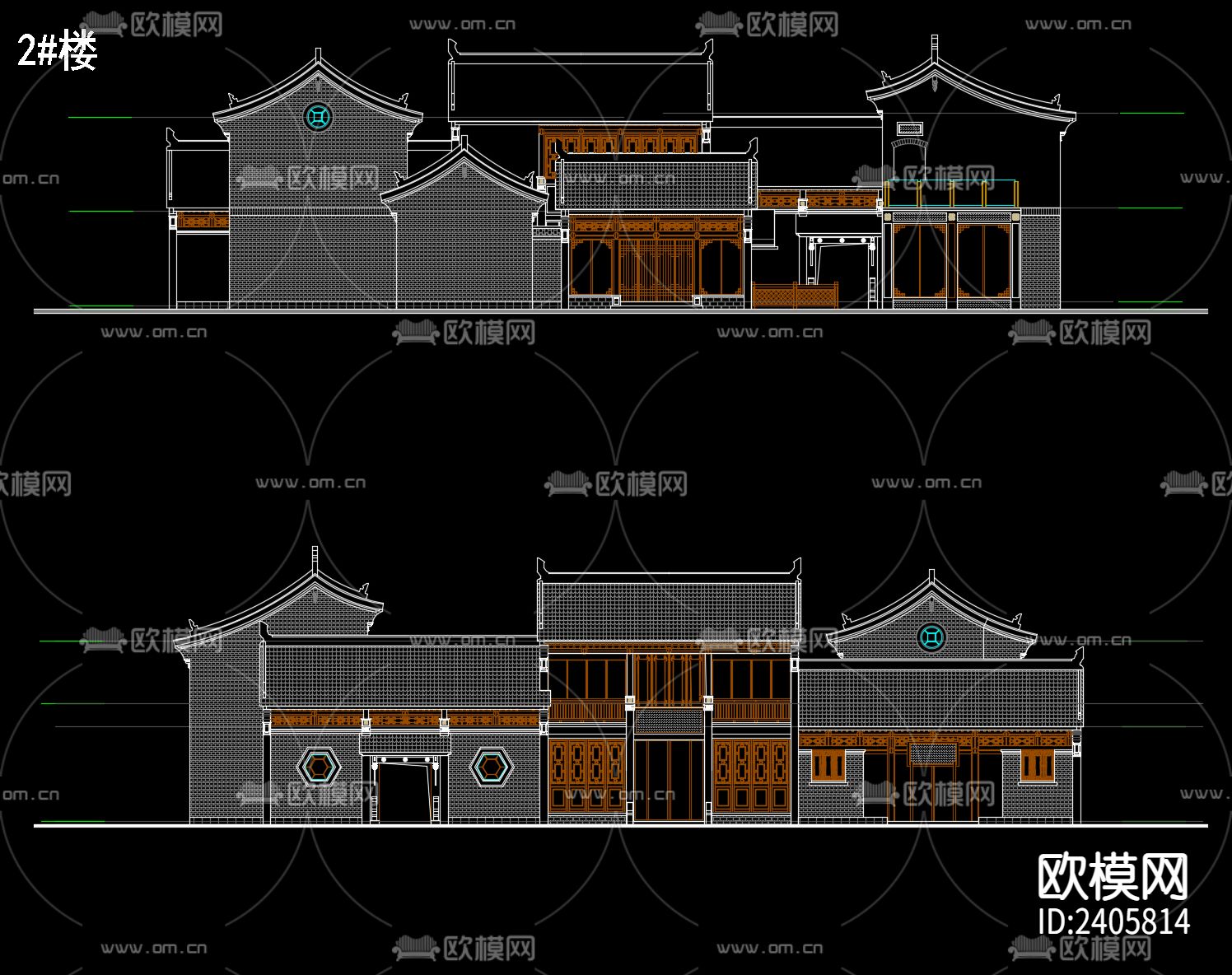 中式古建筑商业街设计cad施工图下载（渲染图9）