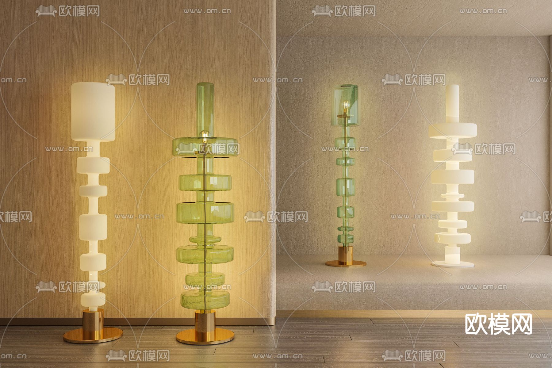 玻璃立柱落地灯3d模型下载