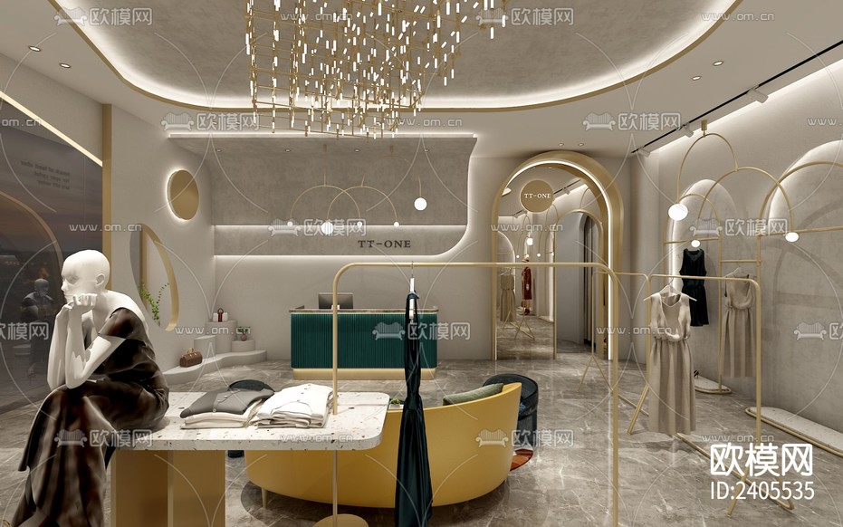 服装店设计cad施工图下载(渲染图2)