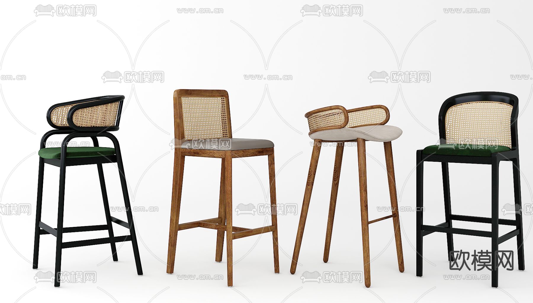 新中式吧台椅 吧凳3d模型下载